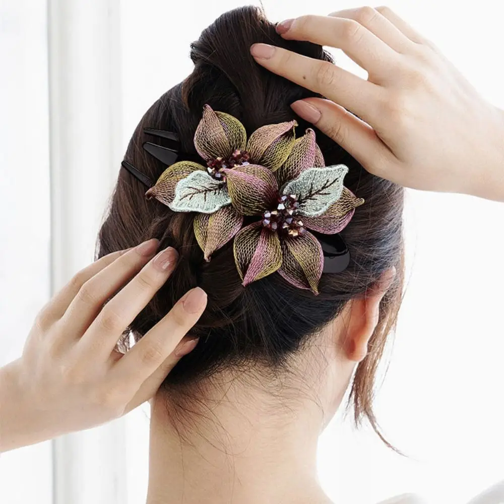 

Temperament Korean Style Women Hairpin Large Hair Clip Flower Hairclip Exquisite Headdress Crystal Headdress Girls