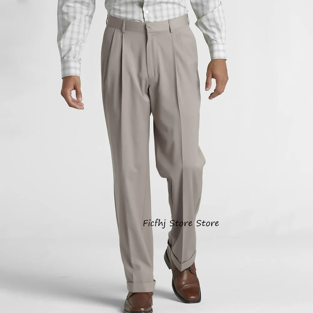 

Брюки для мужчин, однотонные мужские брюки пошиття, удобные прямые брюки из полиэстера, деловая повседневная рабочая классика