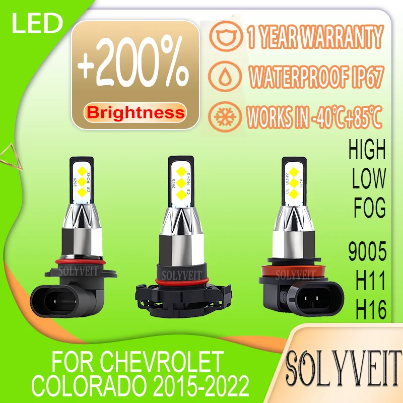 

High Lumen Output 9005 H11 H16 LED Headlight high/low foglight For Chevrolet Colorado 2015 2016 2017 2018 2019 2020 2021 2022