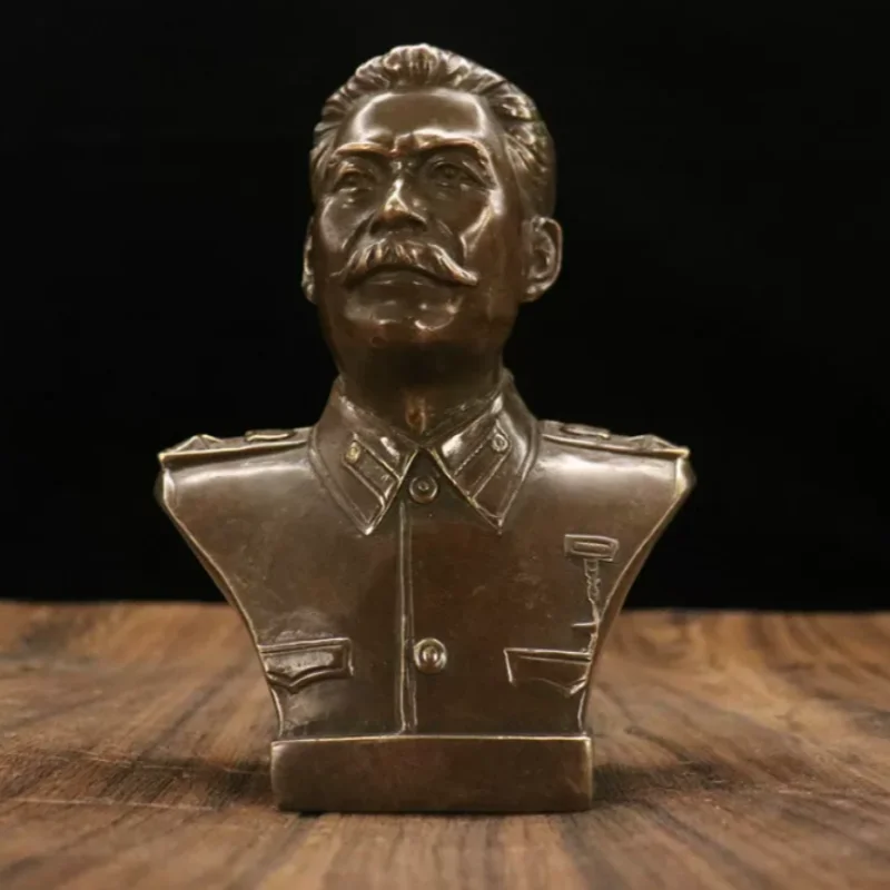 Antique Bronze a Great Man Joseph Stalin Bust Sculpture - Vintage Desktop Ornament, Classic Home Office Decor & Collect Figurine