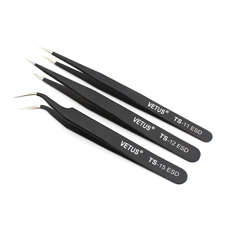 VETUS 100% Brand  Anti Static ESD Tweezers Stainless Steel Eyelash Make Up Nipper Crafts Makeup Tools & Accessories