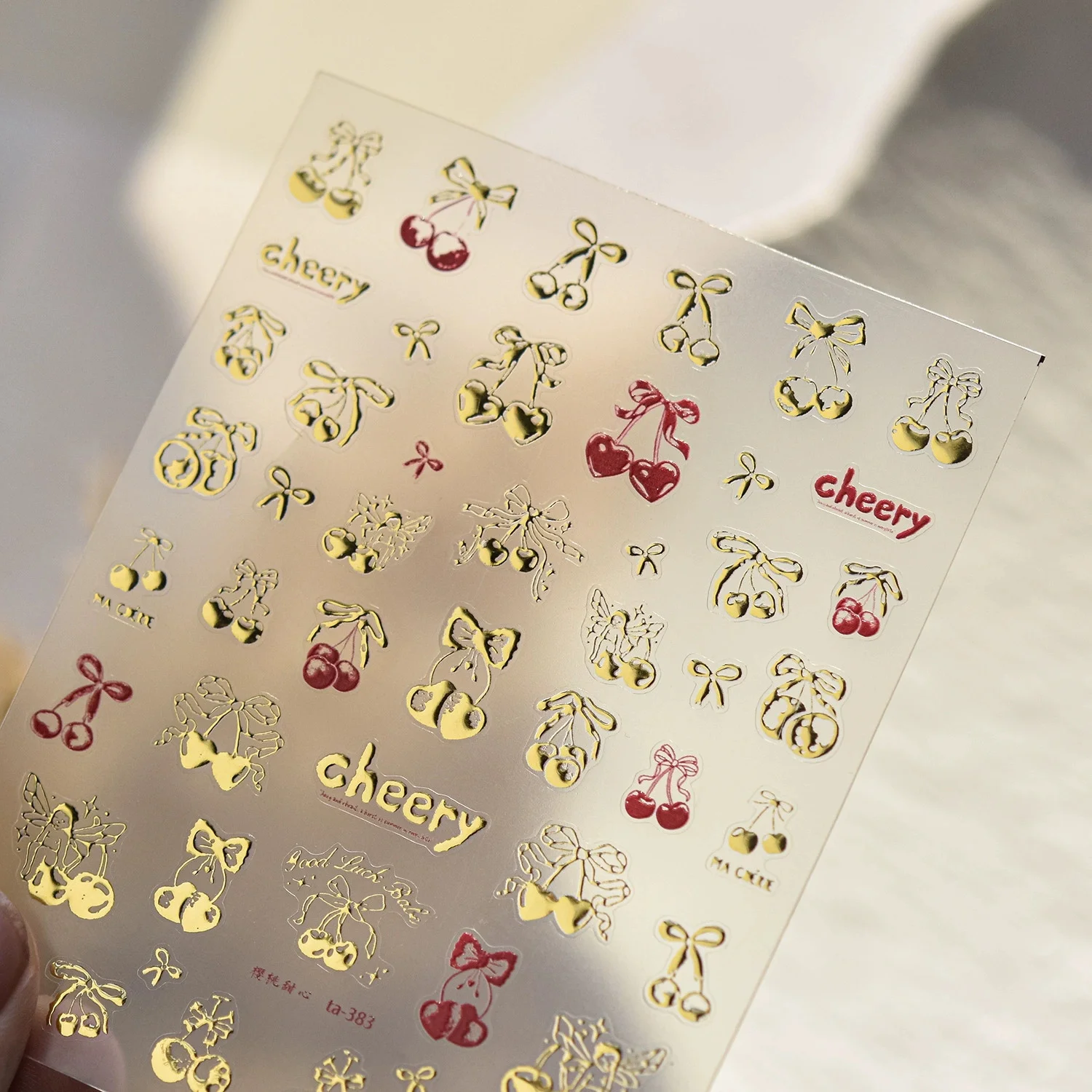 

100шт золотая фольга вишневый цвет наклейки для ногтей