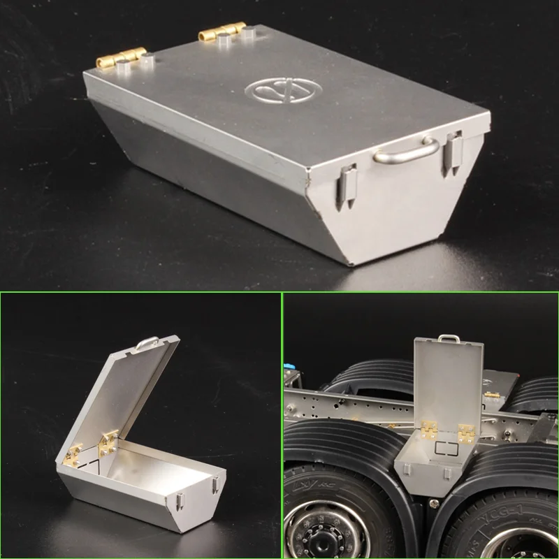

1pcs metal Simulation Fender Tool Box for 1/14 Tamiya RC Truck SCANIA 770S R620 VOLVO BENZ Arocs MAN TGX Car Accessories