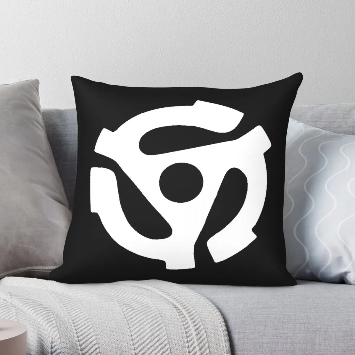 45 Rpm Record Adapter White Square Pillowcase Polyester Linen Velvet Creative Zip Decorative Pillow Case Sofa Cushion Cover