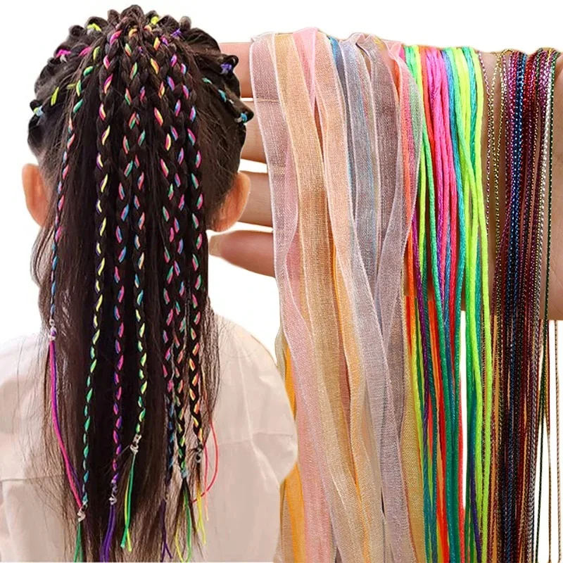 20Pcs Colorful Girls Hair Braids Rope Strands for African Braids Girls DIY 90CM Ponytail Braids Women Styling Hair Accessories