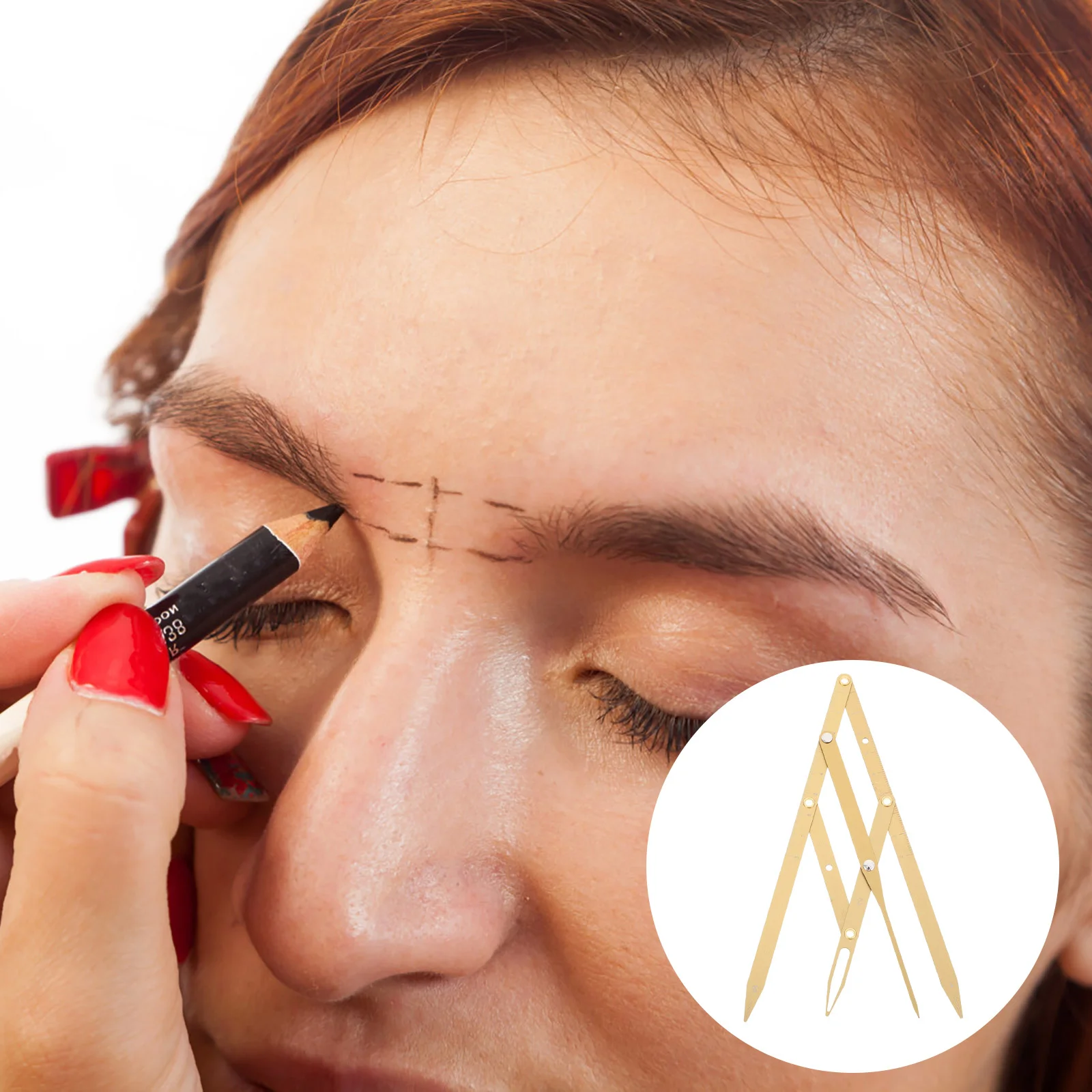 Regla dorada para cejas, escala de segunda generación, herramienta de Microblading de medición de acero inoxidable, reglas de posicionamiento en bolsa