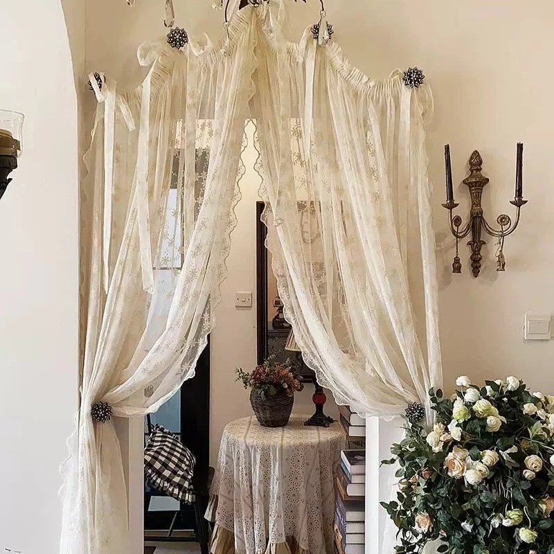 High-end custom American retro decorative special-shaped arched curtain door curtain