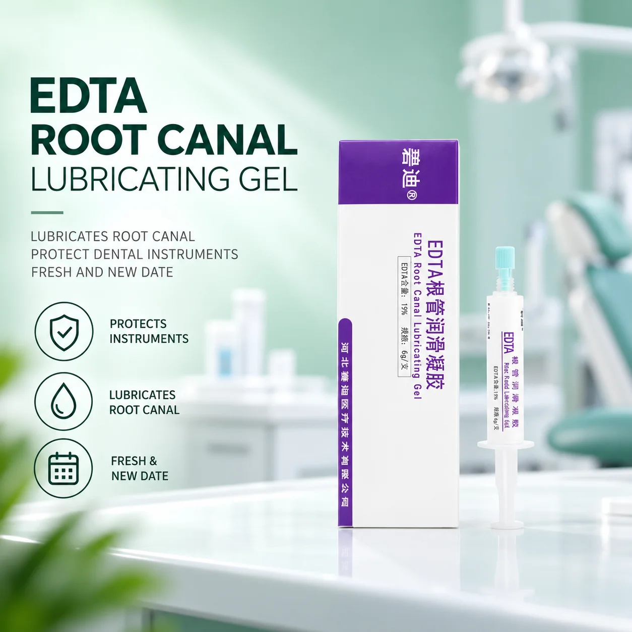 19% Dental EDTA Root Canal Lubricant Gel 6g Endodontic Treatment Soften Canal Wall Endo File Protector for Dental Clinic Use