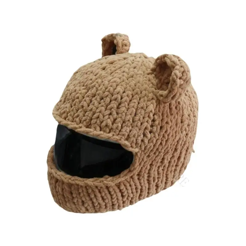 R7UF Funny Bear Design Helmet Cover For Motorcyclers Stretchy Comfortable Balaclava Headcover With Clear Visual Opening
