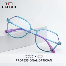 CLLOIO New Fashion Myopia Prescription Reading Glasses Women Anti Blue Light Blocking Lenses Hyperopia Optical Eyeglasses Frame