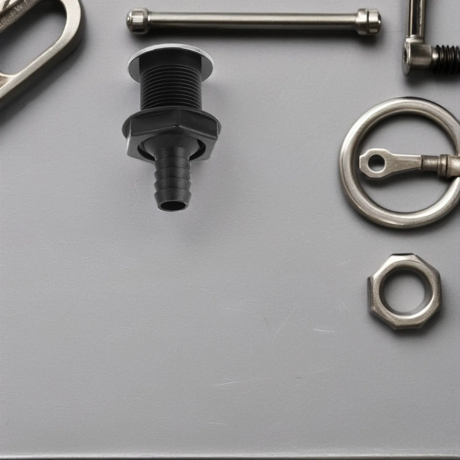 Black Corrosion Resistant Marine Thru Hull Connector 34 Nylon Stainless Steel Skin Fitting Boat Deck Drain Scupper