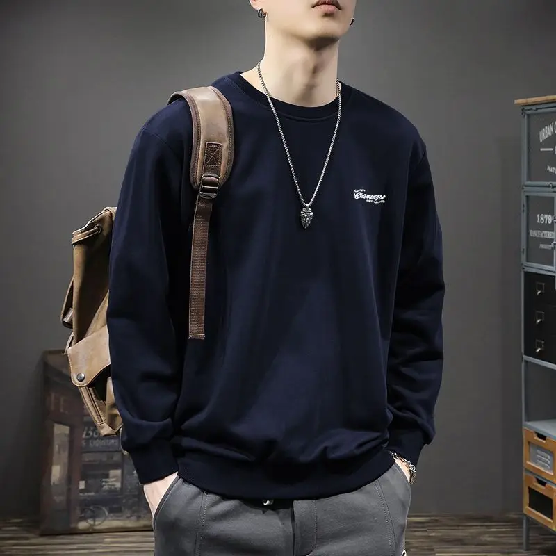 Spring and Autumn Fashionable Brand Round Neck Sweater Long Sleeve T-shirt Top Autumn and Winter Men's New Style
