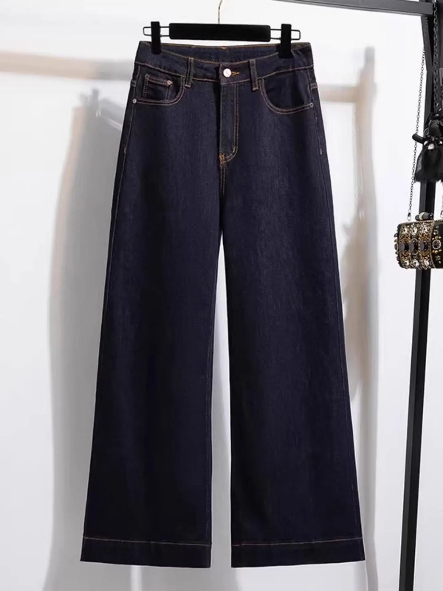 

Deep Blue Women's Jeans Spring 2026 Trendy plus Size Loose Slimming Narrow Version Wide Leg Pants High Waist Commute Sle