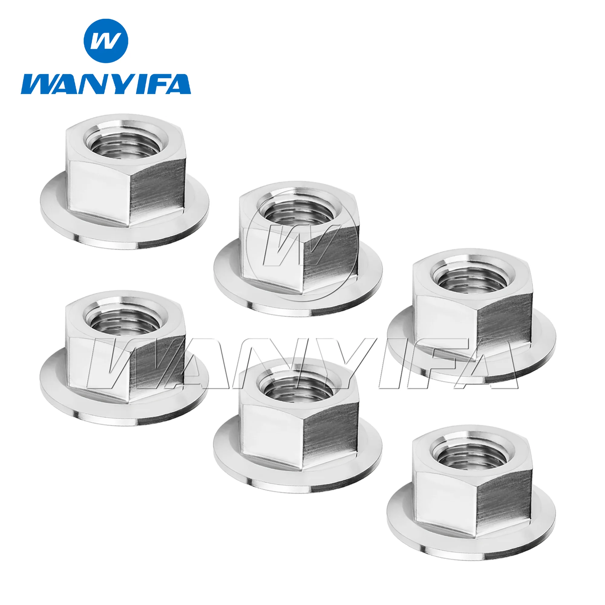 Wanyifa Titanium Nut M6 M8 Standard DIN6923 Metric Gr5 Hex Head Flange Nuts for Car Motorcycle Bike Brake 6pcs/set