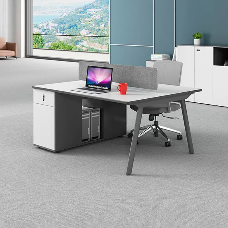 Staff Office Desk and Chair Combination, Simple Modern Four-person, Card Seat Steel Frame Staff Table