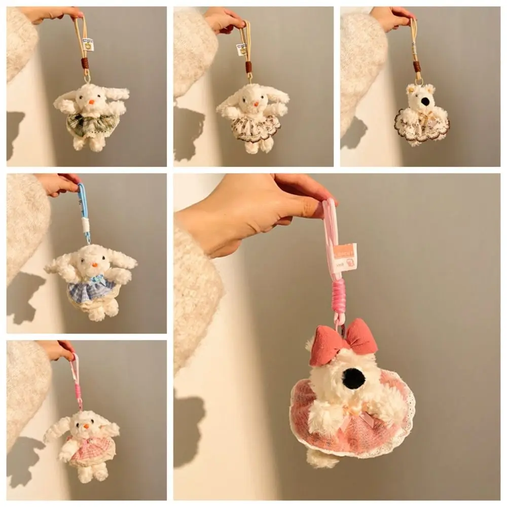 Portachiavi per bambola di coniglio con orecchio appeso in cotone PP Ragazza soffice cuore coniglietto portachiavi giocattolo di peluche gingillo gioielli ciondolo per borsa per bambola di peluche