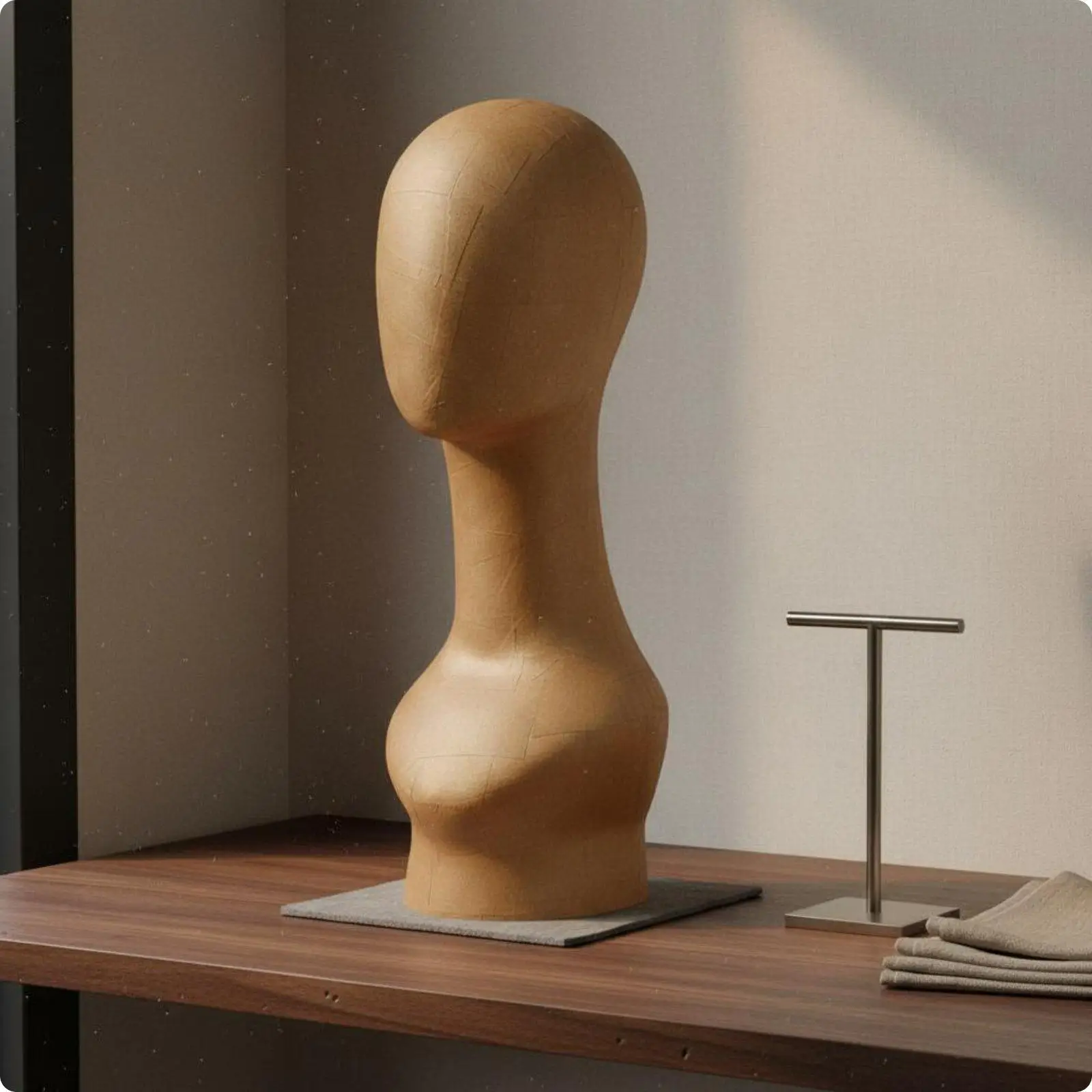 Kraft Paper Display Mannequin Head Vintage Hat Stand for Shop Window Necklace Scarf Sunglasses Showcase Props
