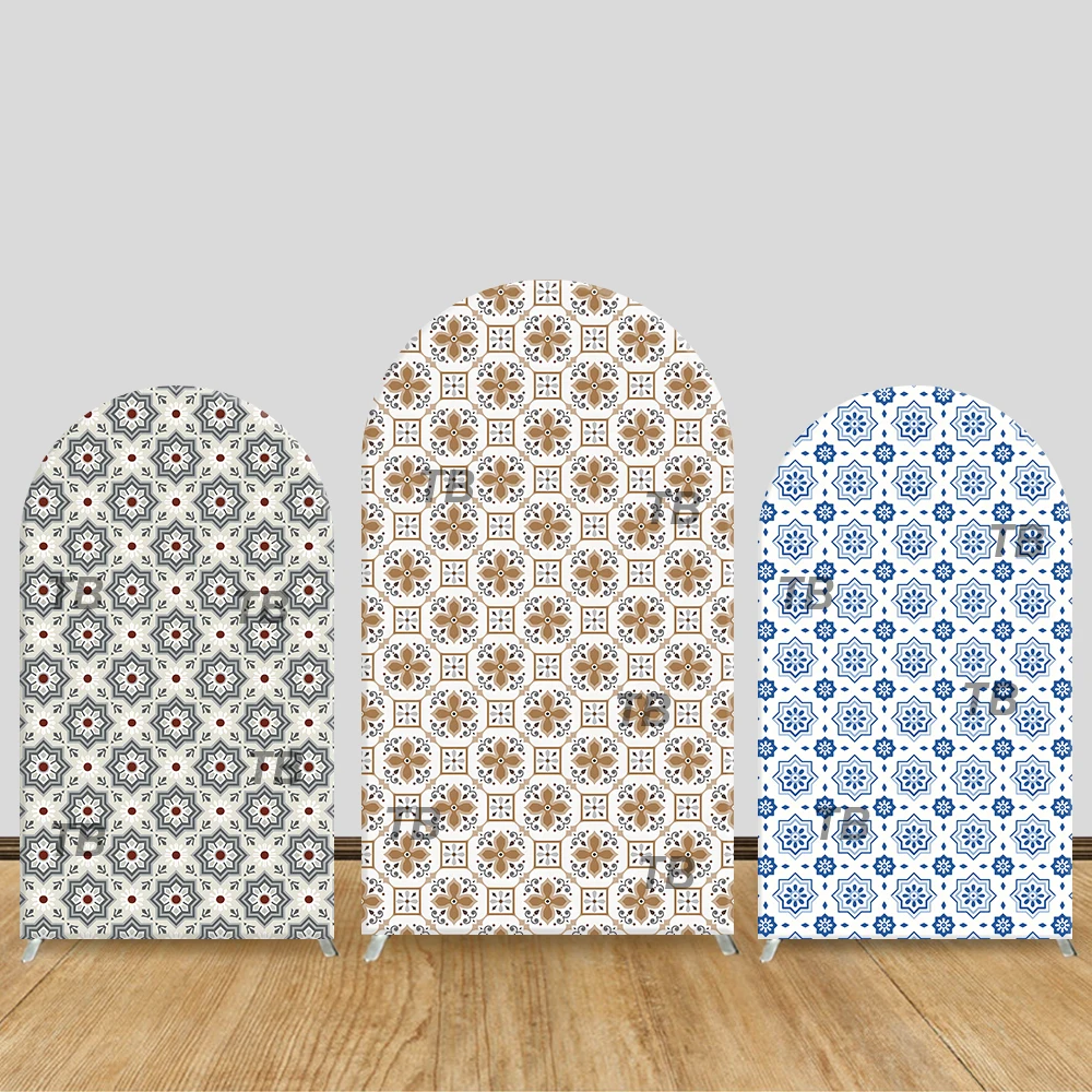 

Retro Geometric Tile Pattern Arch Backdrop Cover Multi-Color Theme Party Decor Photo Booth Background Wedding Event Decoration