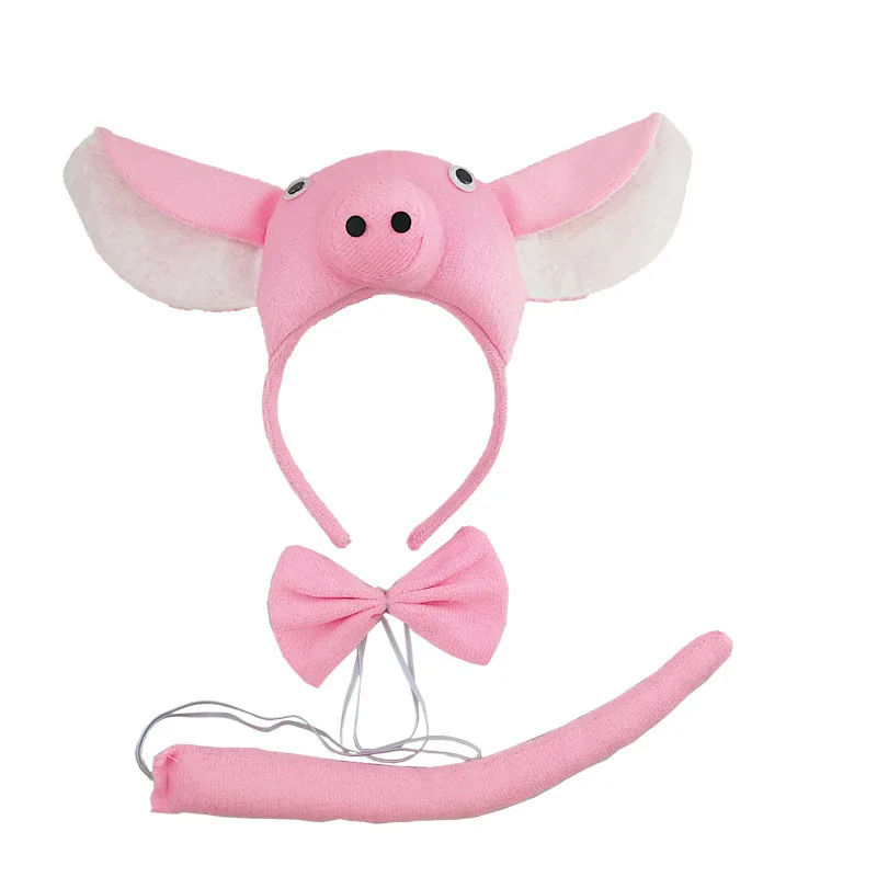 

Adults Kids Plush Pig Ears Headband Tail Tie Animal Ear Bow Set Gift Birthday Party Cosplay Costume Halloween Christmas