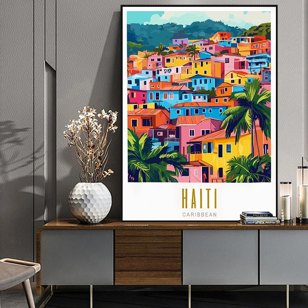 Haiti Art Print Port Au Prince Haiti Print Caribbean Wall Decor Canvas Print Vintage Travel Destination City Poster Home Decor