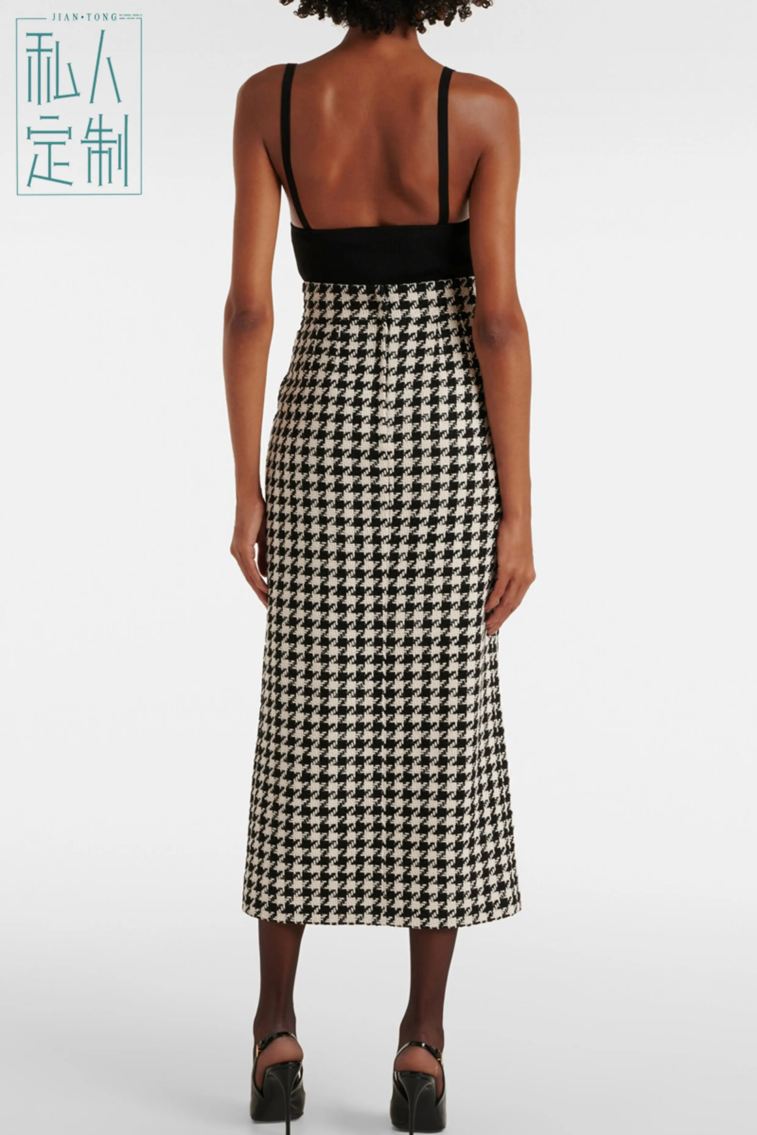 Allingentle Hahnentritt-Rock-Anzug für Damen, 2-teiliges Set, Business-Party, Büro-Outfits, Rock-Anzug-Set, individuell anpassbar