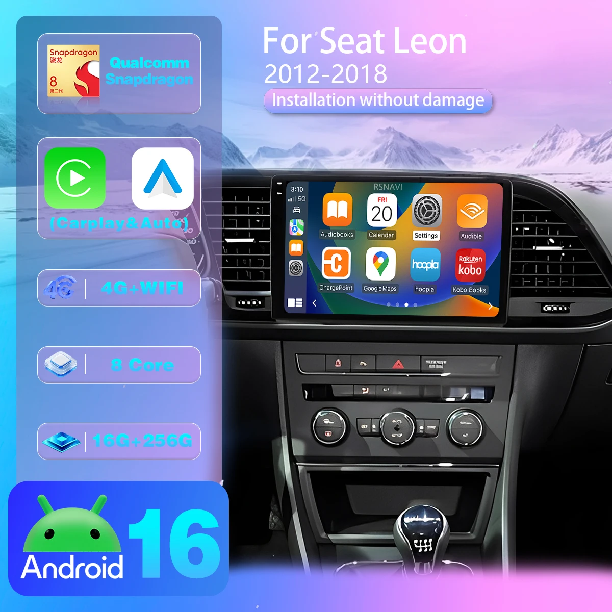 Android 16 For Seat Leon 3 2012 2013 2014 2015 - 2020 GPS Multimedia Player Stereo Car Radio with Wireless CarPlay Plug and Play