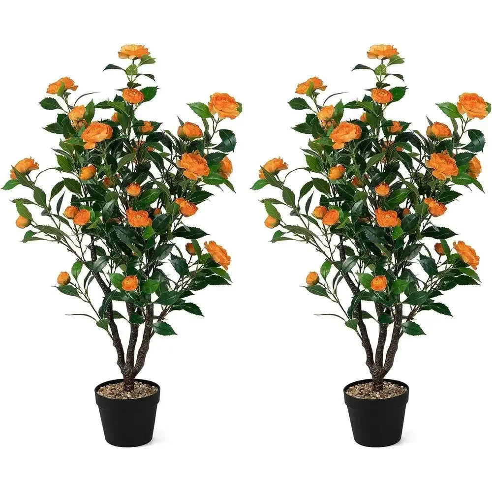 

Dual 40 Artificial Camellia Trees with Blooms for Indoor or Outdoor Use