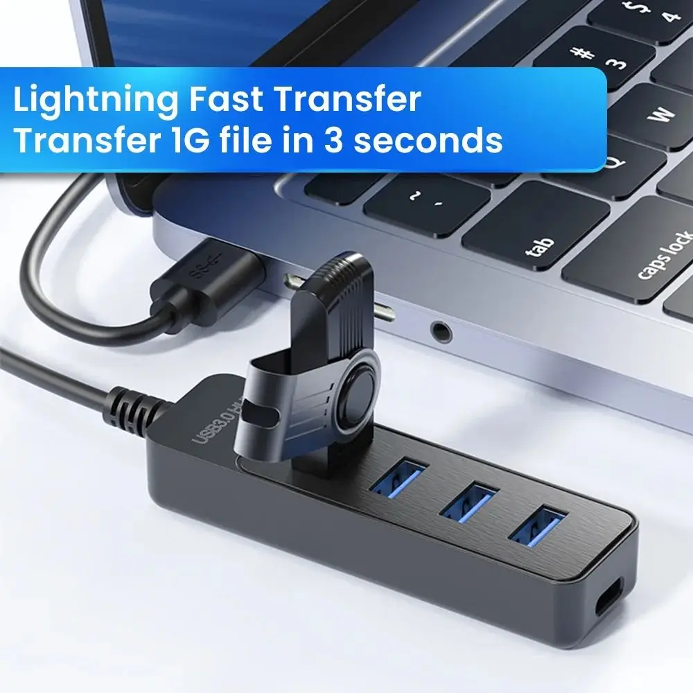 4 Port USB 3.0 Hub Expansion Dock High Speed USB 3.0 Splitter with Type C Port Multifunctional USB Power Adapter Splitter