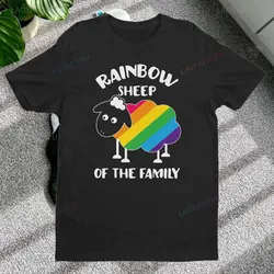 LGBT Rainbow Sheep Funny Gay Pride Day Mens T-Shirt 100% Cotton Summer Comfortable Color Shirt with Short Sleeves Tops