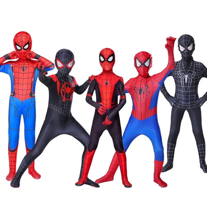 Men The Amazing Spiderman Cosplay Costumes for Boys Girls Miles Morales Superhero Christmas Zentai Bodysuit Halloween Jumpsuit