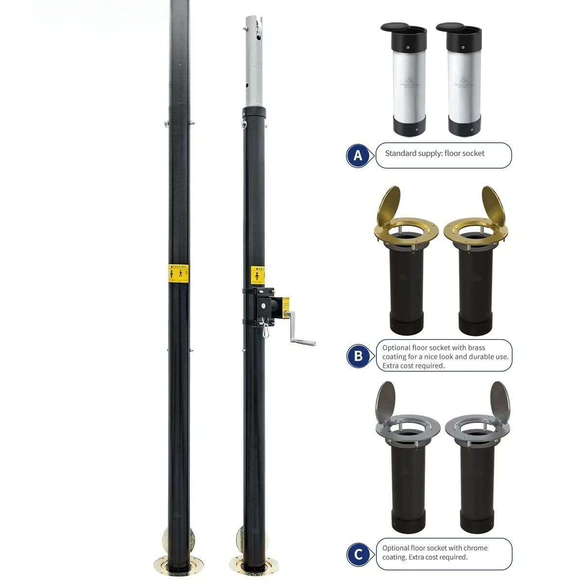 Professional Custom Steel Volleyball Pole Are Easy to Install Spring Latches Height Adjustable Volleyball Net Posts