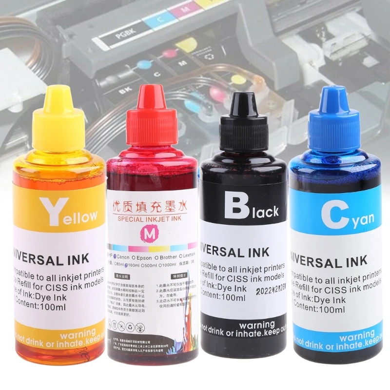 100ML Refill Ink Kit Universal Dye Printer Supplies Desktop Printing Paper Replacement for PG-245 CL-246 PIXMA MG2420 MG2520