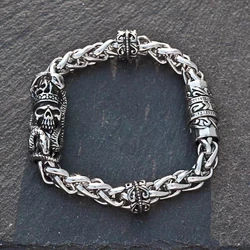 Gothic Retro King Skull Snake Braided Bracelet Men's Motorcycle Riding Punk Rock Trendy Jewelry Gift