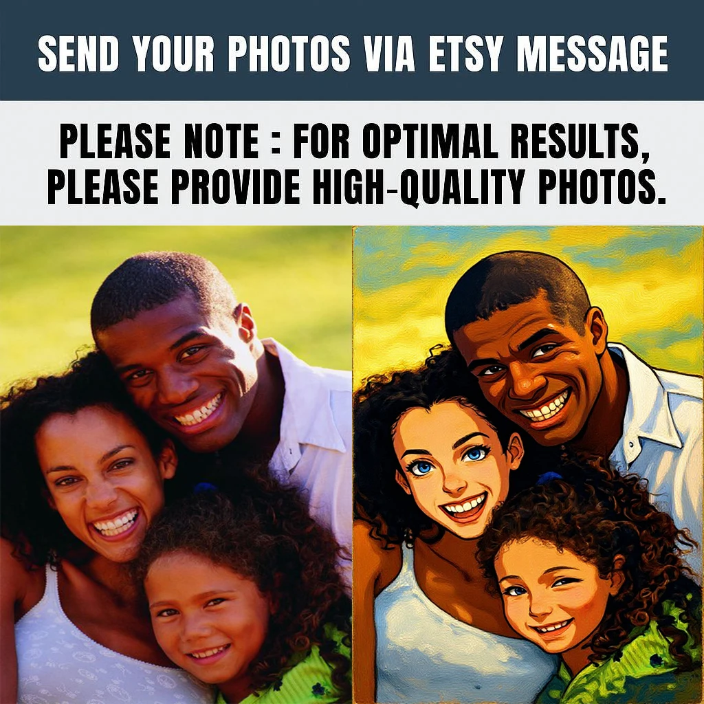 مخصص خمر النفط اللوحة أنيمي نمط صورة من صورة شخصية هدية عيد الميلاد للأزواج الأسرة الاطفال الجدار ملصق فني