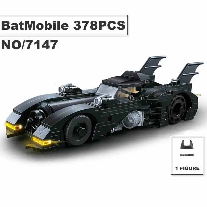 Batmobile Building Blocks Brinquedos para Crianças, City Racing Car, Speed Champion Vehicle Bricks, Presente de Construção Educacional, Superheros