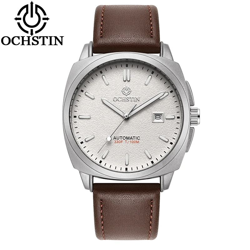

Механические мужские часы OCHSTIN с автоматическим механизмом, датой, ретро-дизайном, квадратным корпусом в форме подушки, светящимися стрелками, кожаным ремешком, мужские наручные часы для делового стиля