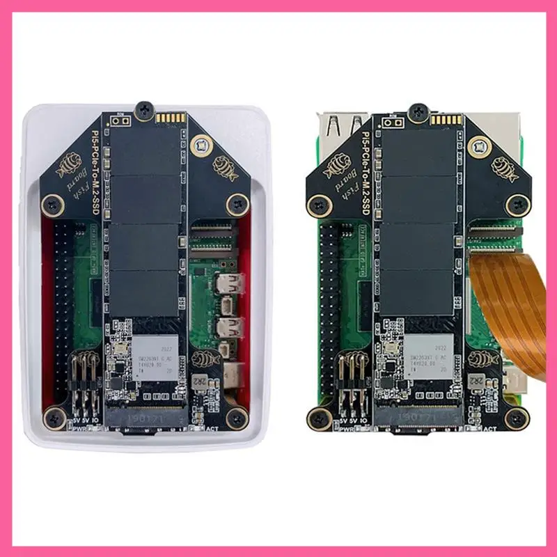 

Плата адаптера ABNM для Raspberry Pi 5, плата адаптера Pcie к M.2 Nvme SSD, совместимая с официальным корпусом Pi5 и кабелем DSI/CSI