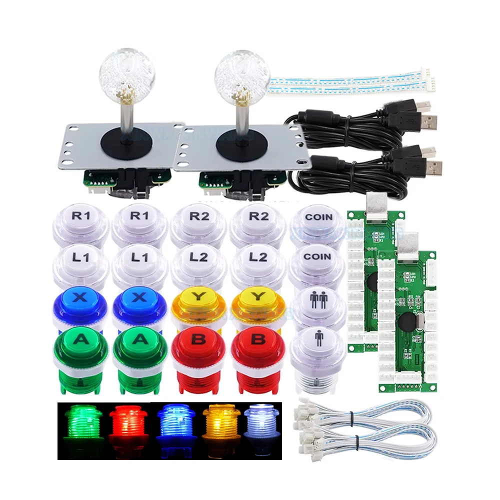 

Arcade DIY Kit USB Zero Delay Encoder With 5pin Copy Sanwa Joystick LED 30mm Button Coin 1P 2P For PC Raspberry Pi TV Play Game