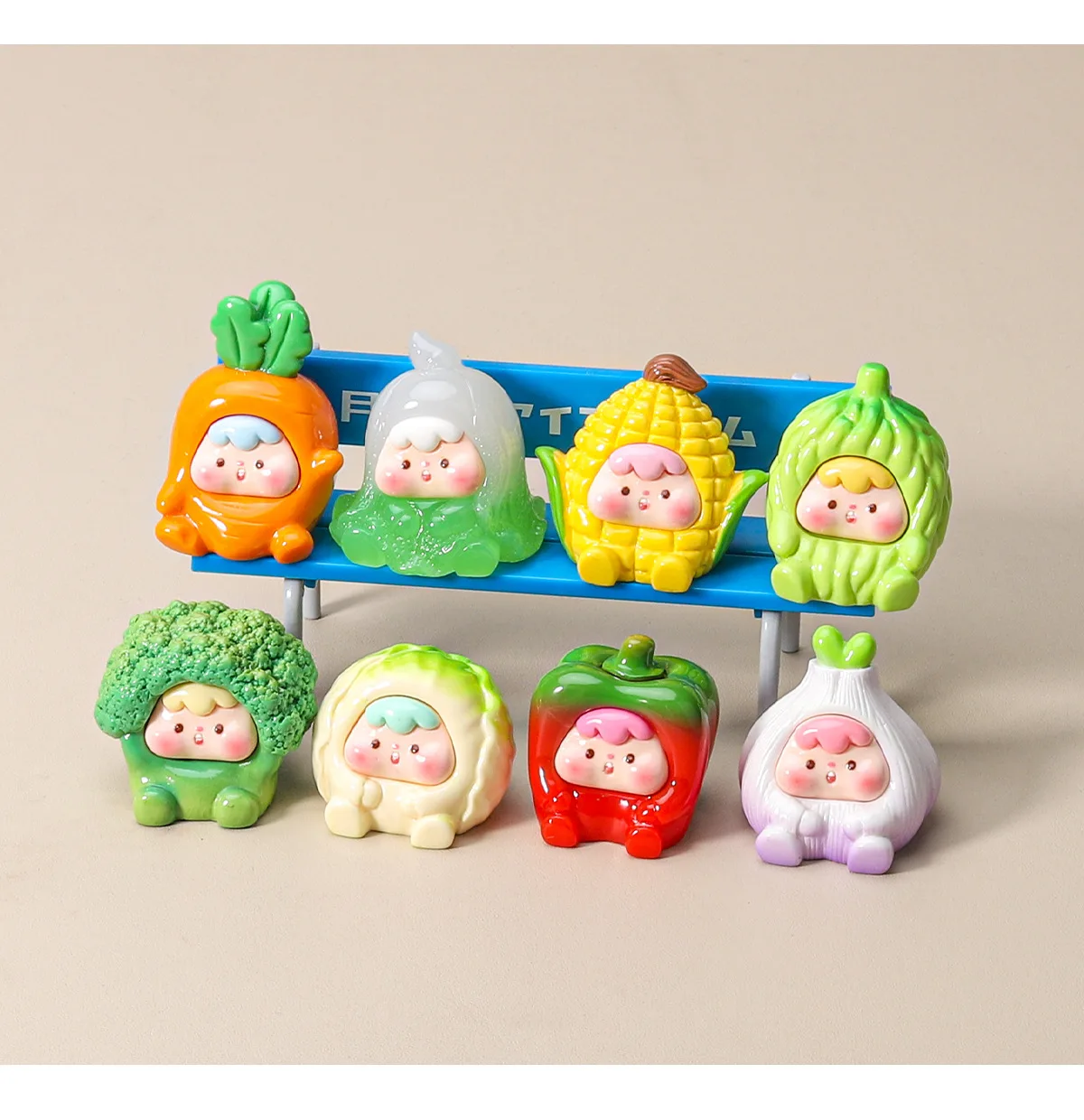 8pcs/Set Vegetable Baby Mini Figure Anime Chili, broccoli, corn ,Onion, carrot, cabbage Desktop Car Ornaments Model Gifts