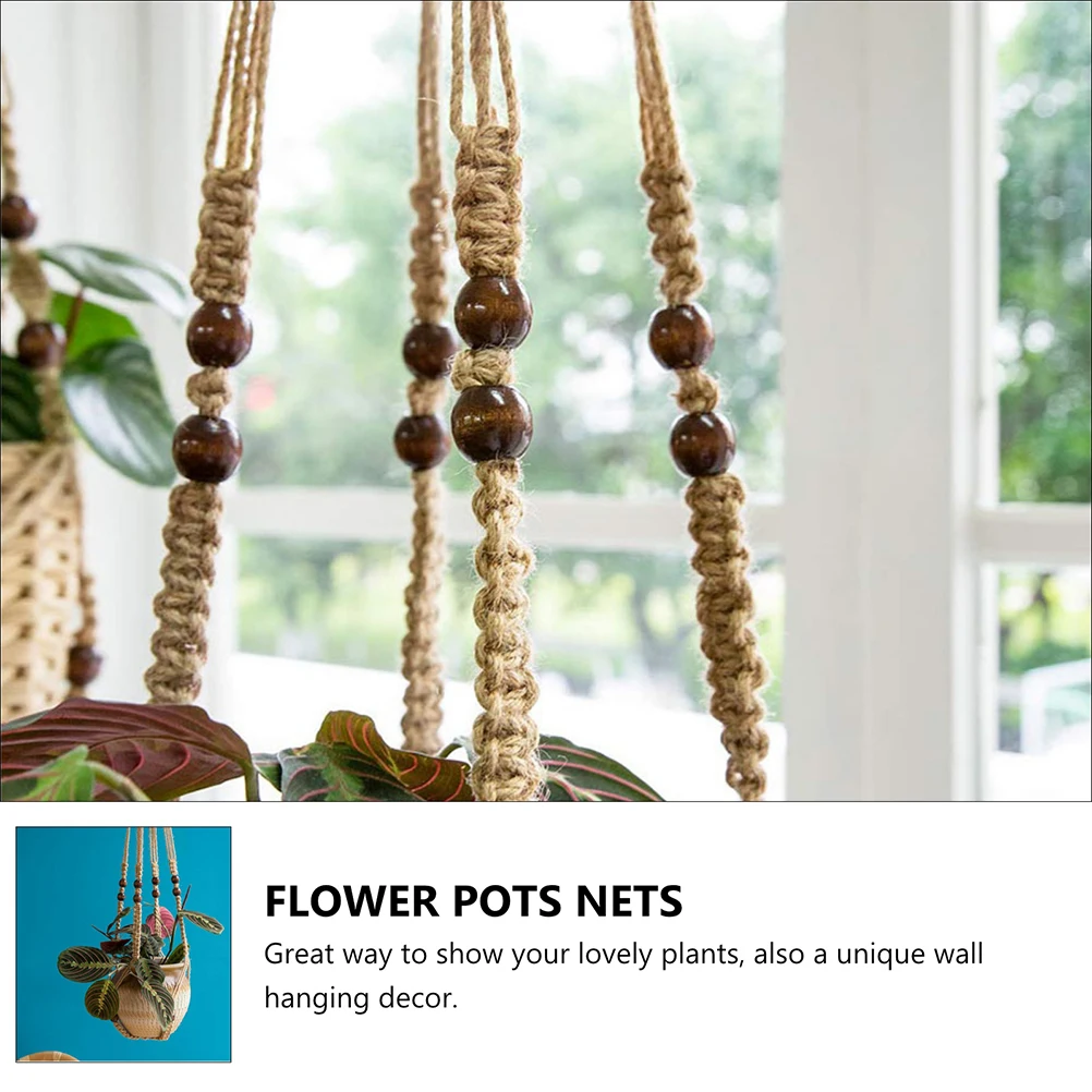 

1pc Hanging Net Bag Basket Jute Flower Pots Nets Holder Indoor Planter Baskets Woven Hemp Rope Vintage Design Heavy Duty Plant