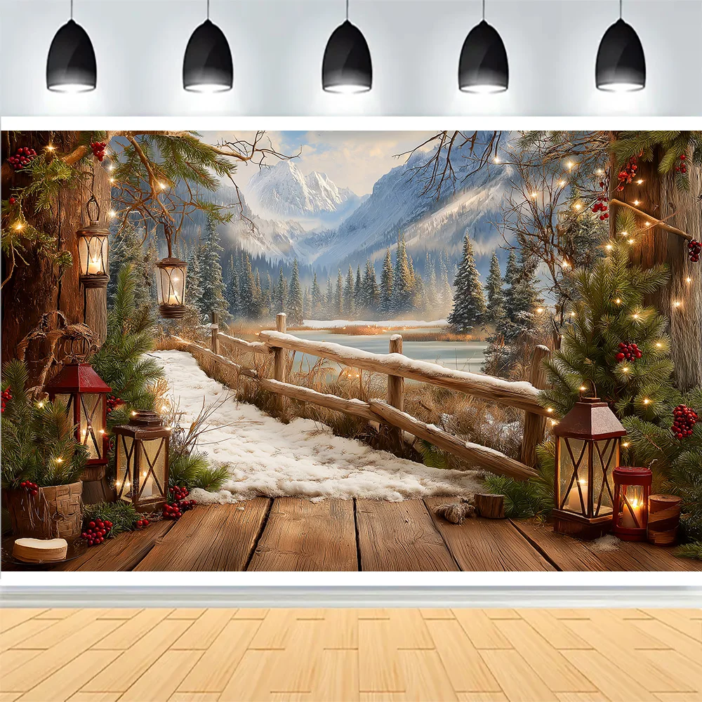 Winter Christmas Atmosphere Windows Photography Background Merry Christmas Glow Christmas Little Studio Backdrops AG-05