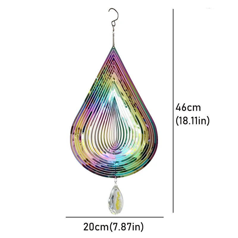 Drip Wind Chimes dekoracje wiszące do ogrodu na zewnątrz ślubny wystrój domu obracanie Windchimes szklane wisiorki metalowy wiatraczek