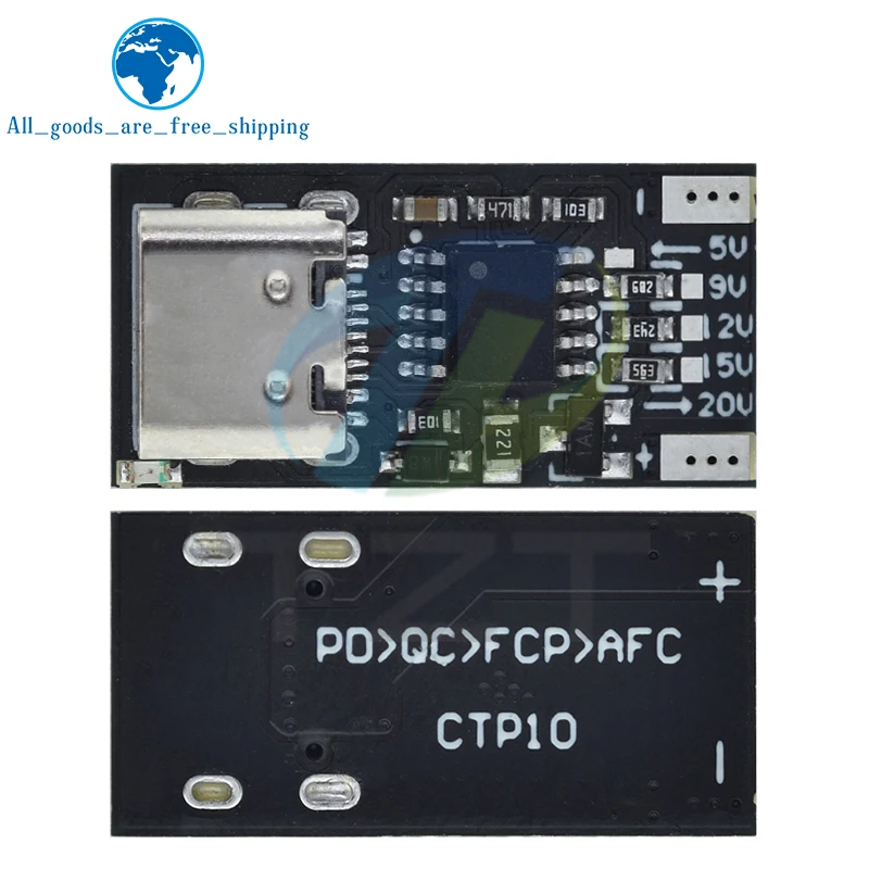 TZT Type-C PD2.0 PD3.0 9V 12V 15V 20V Fast Charge Trigger Polling Detector USB Boost Power Supply Change Module Charger Board  image 3