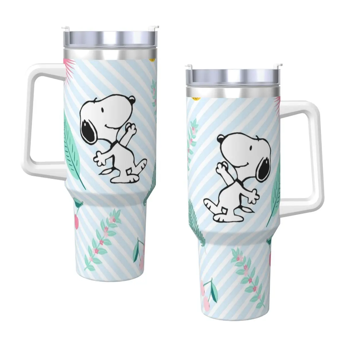 SNOOPY American Dog Stainless Steel Tumbler Driving Thermal Mug With Straws and Lid Large Car Mugs Cold Drink Water Bottle