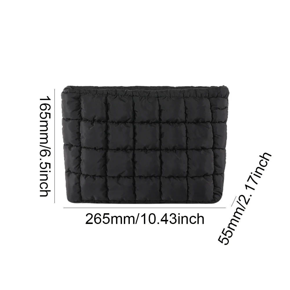 Quilted Travel Makeup Pouch Puffy Toiletry Bag with Zipper Makeup Organizer Storage Bag Solid Color for Women Girls