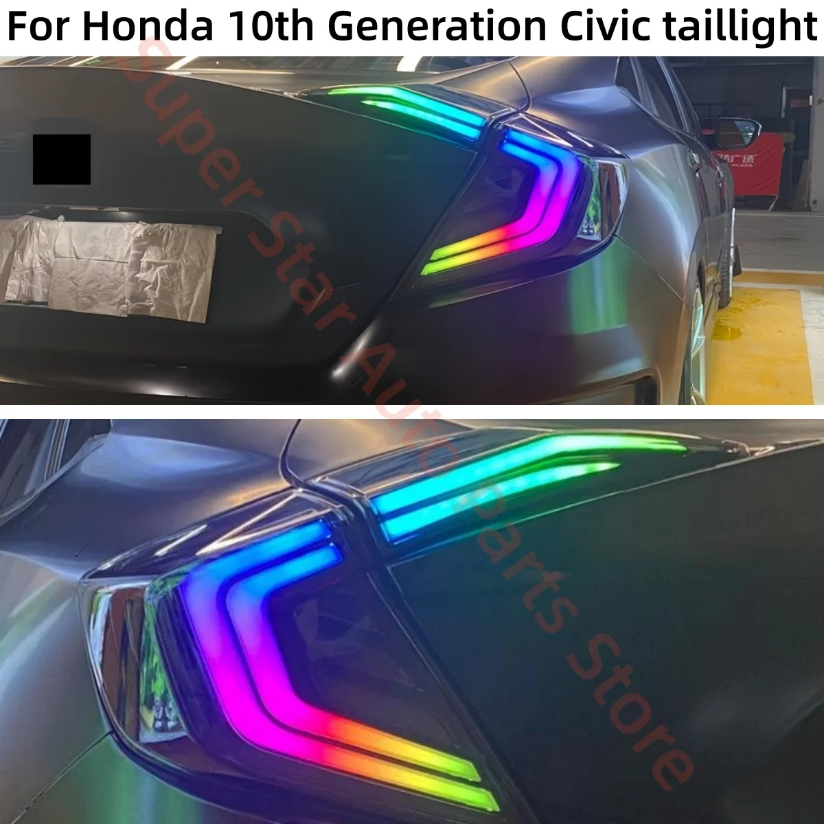 For Honda 10th Generation Civic Taillight assembly Modified LED Flowing water Turn brake light Reversing light Rear headlights