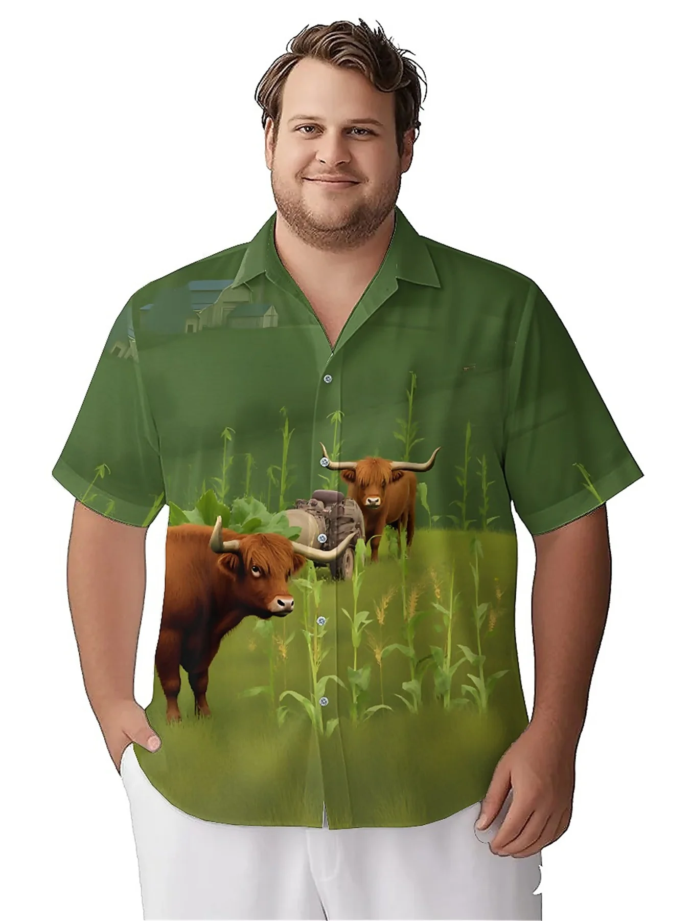 Men's Plus Size Hawaiian Shirts Farm Cow Pattern,Premium Comfort Youth Clothes,Y2K Tops