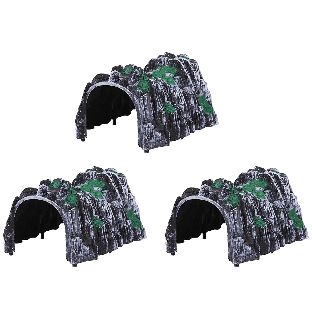 

3 Pcs Boy Simulated Cave Scene Model Child Boys Toys Railway Train Plastic Miniature Tunnel