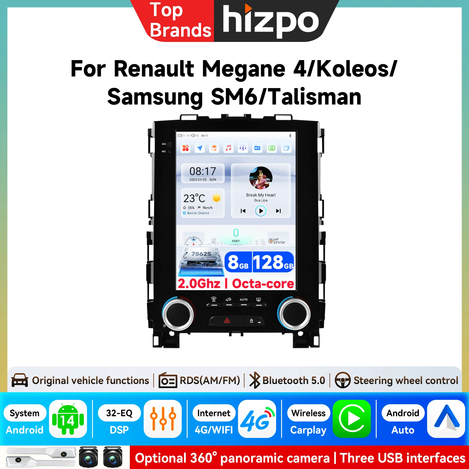 Android per Renault Koleos Megane 4 Samsung SM6 Talisman 2017 - 2019 9.7 Stile Tesla Carplay Autoradio Multimedia Navigazione GPS