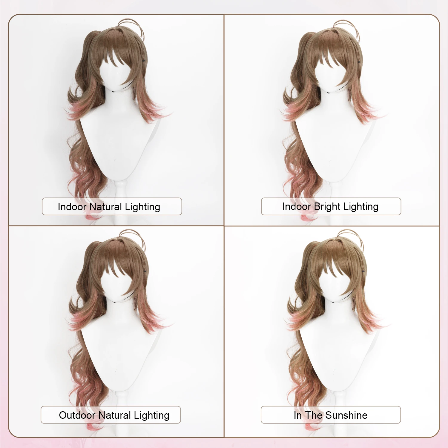 Peruca cosplay eyjafjalla longa 85cm anime jogo peruca arknights ombre marrom peruca sintética divisão rabo de cavalo mulher peruca cosplay com franja